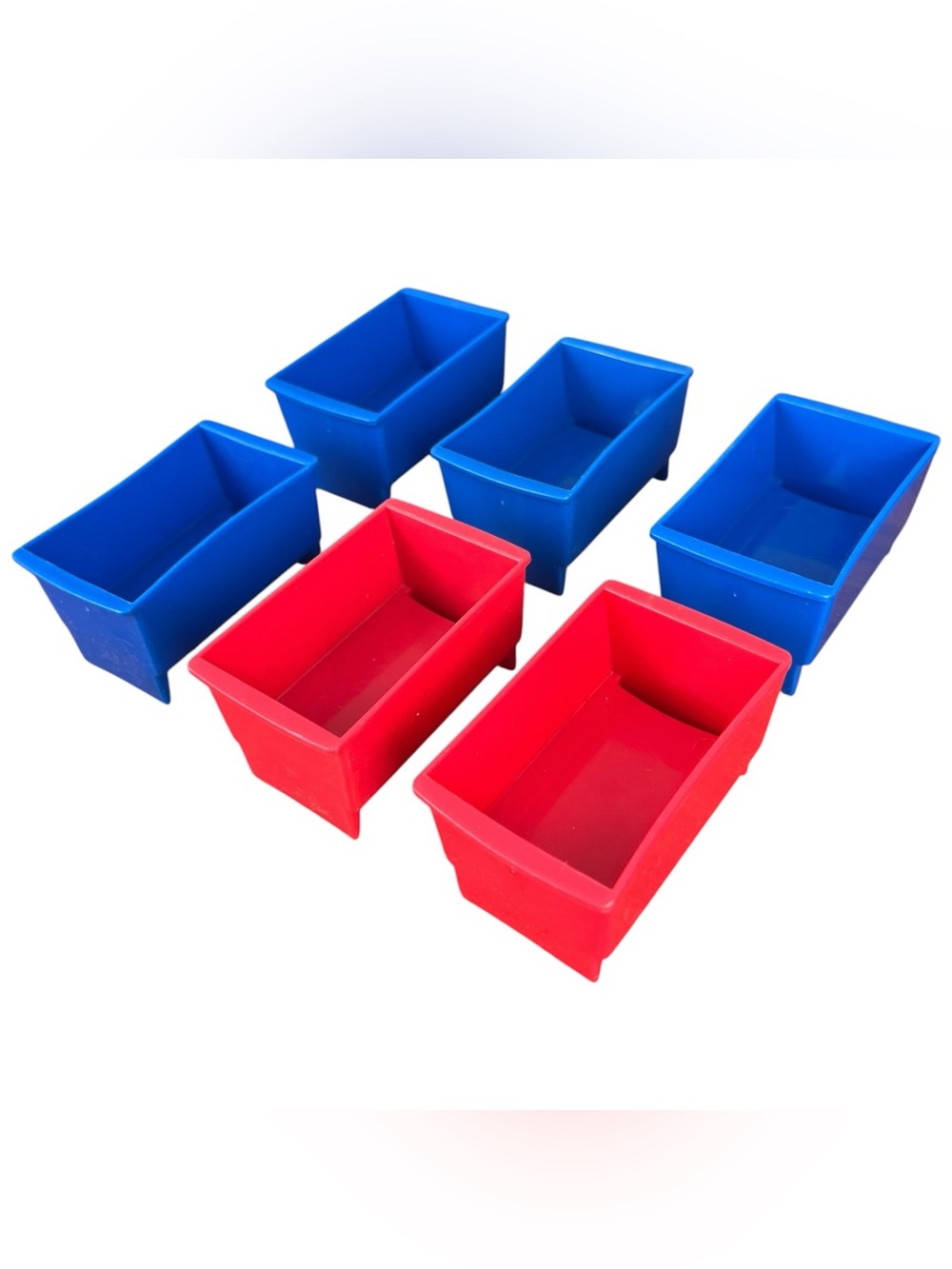 Vtg 1997 Rokenbok Monorail Small Red & Blue Ball Bins Blue Bins Lot Of 6